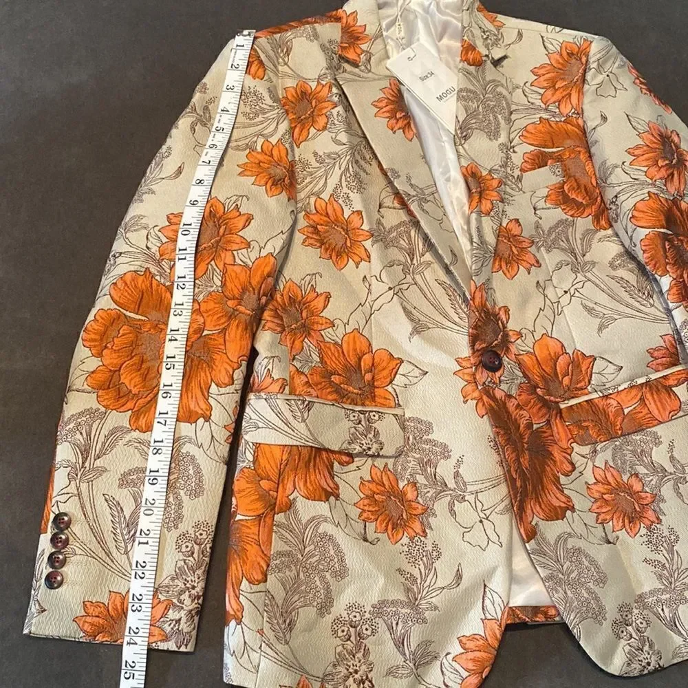 Men’s Floral Suit Jacket Blazer Prom Party Wedding Slim Fit Size 34 NWT
